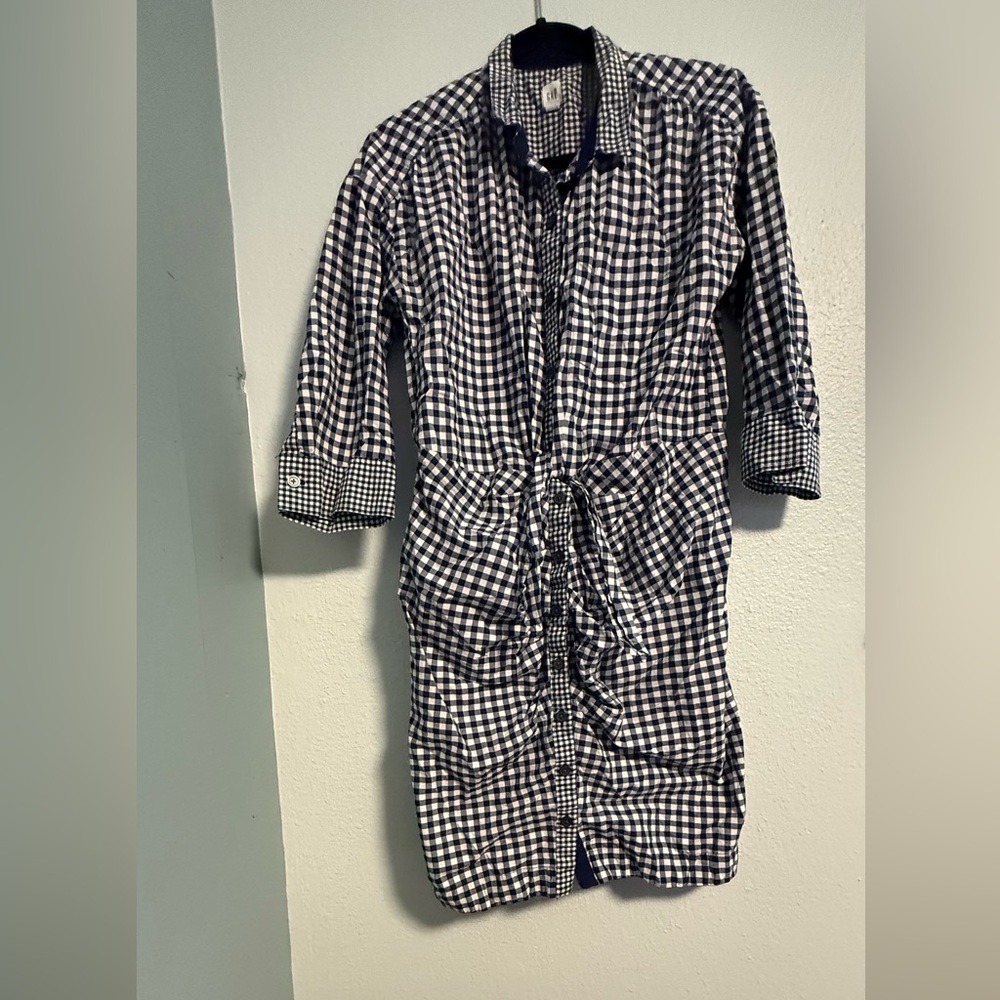GAP Black and White 3/4 Sleeve Shirt Dress